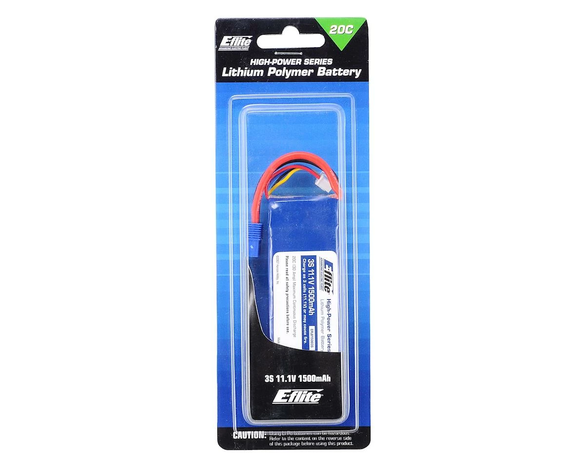 E-flite 3S Li-Poly Battery 20C (11.1V/1500mAh) w/EC3 Connector 2 E-flite 3S Li-Poly Battery 20C (11.1V/1500mAh) w/EC3 Connector - Image 2