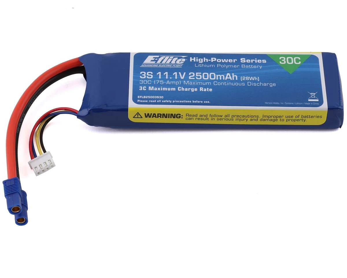 E-flite 11.1V 2500mAh 3S 30C LiPo, Battery: EC3 1 E-flite 11.1V 2500mAh 3S 30C LiPo, Battery: EC3