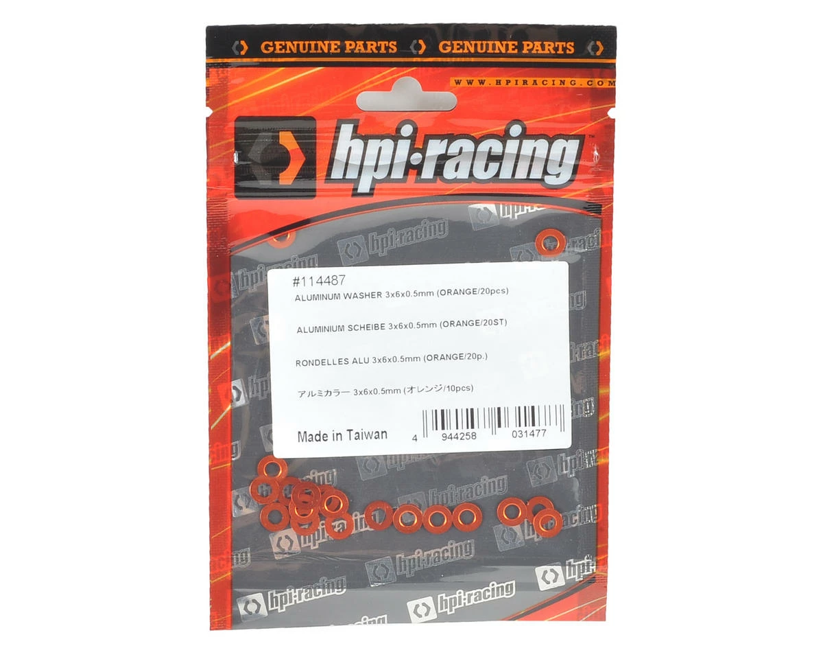 HB Racing 3x6x0.5mm Aluminum Washer (Orange) (20) 2 HB Racing 3x6x0.5mm Aluminum Washer (Orange) (20) - Image 2