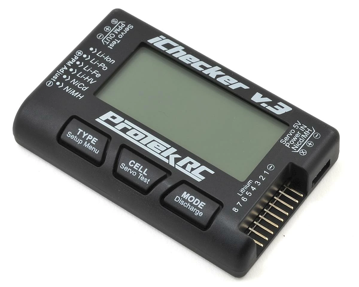 ProTek RC "iChecker 3.0" LCD LiPo Battery Cell Checker (2-8S) w/Balance Discharging 1 ProTek RC "iChecker 3.0" LCD LiPo Battery Cell Checker (2-8S) w/Balance Discharging