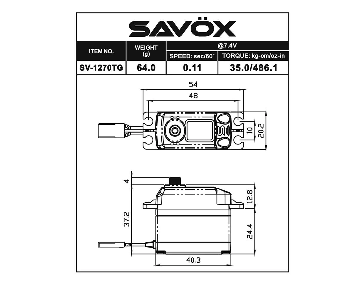 Savox SV-1270TG Digital "Monster Torque" Titanium Gear Servo (High Voltage) 2 Savox SV-1270TG Digital "Monster Torque" Titanium Gear Servo (High Voltage) - Image 2
