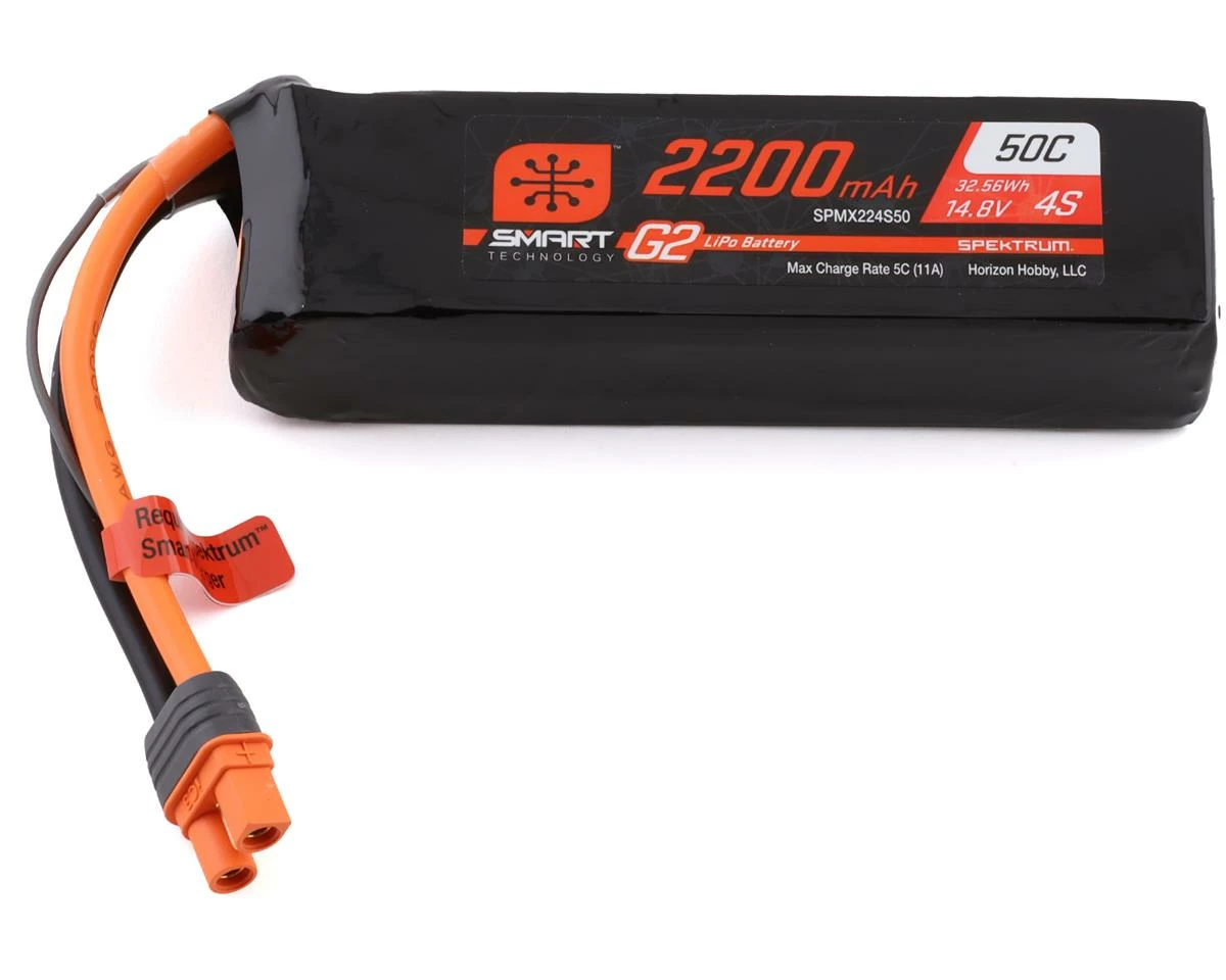 Spektrum RC 4S Smart G2 LiPo 50C Battery Pack (14.8V/2200mAh) w/IC3 Connector 1 Spektrum RC 4S Smart G2 LiPo 50C Battery Pack (14.8V/2200mAh) w/IC3 Connector