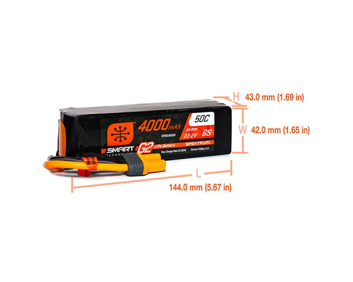 Spektrum RC 6S Smart G2 LiPo 50C Battery Pack (22.2V/4000mAh) w/IC5 Connector 3 Spektrum RC 6S Smart G2 LiPo 50C Battery Pack (22.2V/4000mAh) w/IC5 Connector - Image 3