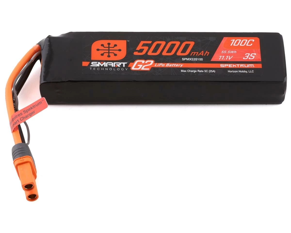 Spektrum RC 3S Smart G2 LiPo 100C Battery Pack (11.1V/5000mAh) w/IC5 Connector 1 Spektrum RC 3S Smart G2 LiPo 100C Battery Pack (11.1V/5000mAh) w/IC5 Connector