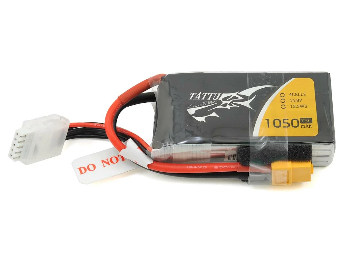 Tattu 4s LiPo Battery 75C (14.8V/1050mAh) w/XT-60 Connector 1 Tattu 4s LiPo Battery 75C (14.8V/1050mAh) w/XT-60 Connector