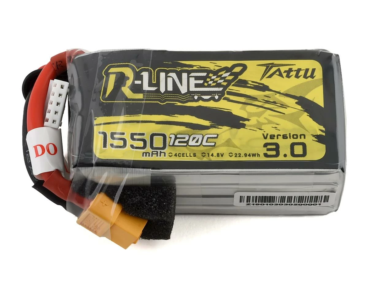 Tattu "R-Line 3.0" 4S LiPo Battery 120C (14.8V/1550mAh) (JST-XH) w/XT-60 Connector 1 Tattu "R-Line 3.0" 4S LiPo Battery 120C (14.8V/1550mAh) (JST-XH) w/XT-60 Connector