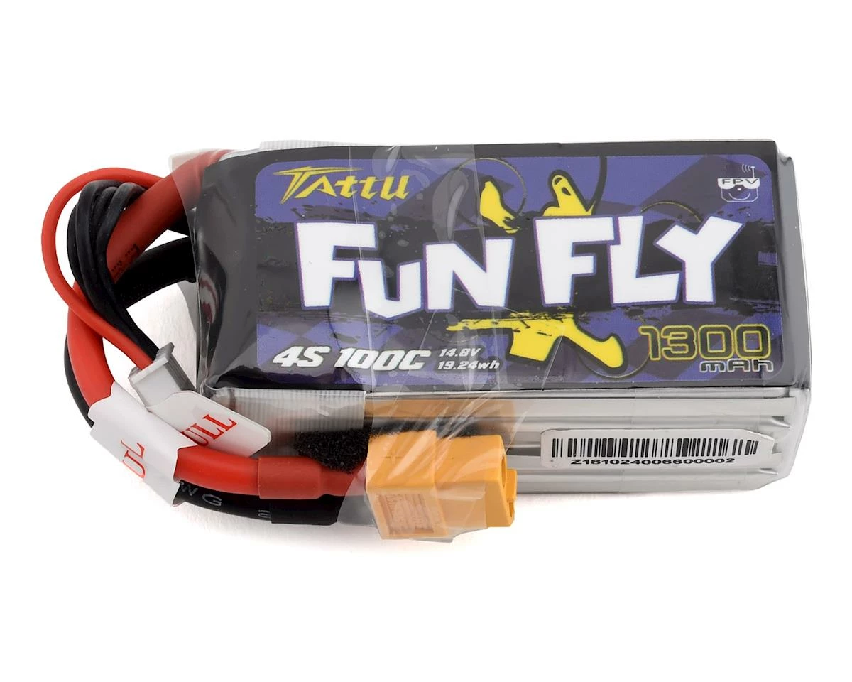 Tattu FunFly 4S LiPo Battery 100C (14.8V/1300mAh) (JST-XH) w/XT-60 Connector 1 Tattu FunFly 4S LiPo Battery 100C (14.8V/1300mAh) (JST-XH) w/XT-60 Connector