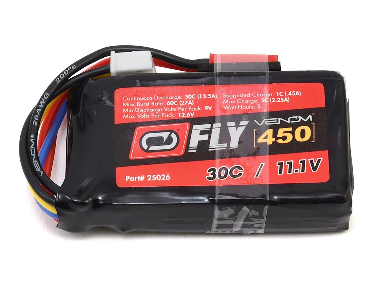 Venom Power Fly 3S 30C LiPo Battery (11.1V/450mAh) w/JST Connector 1 Venom Power Fly 3S 30C LiPo Battery (11.1V/450mAh) w/JST Connector